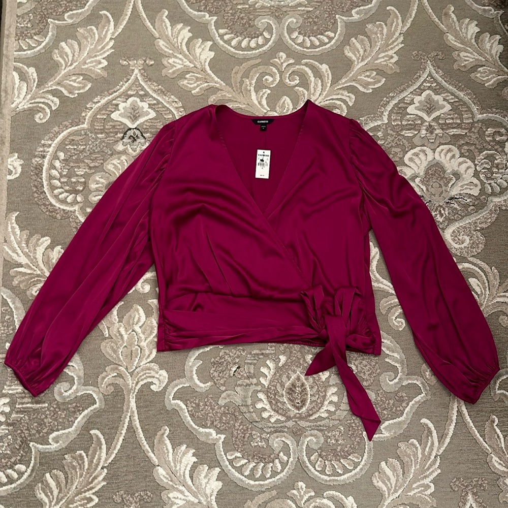BNWT Magenta Faux Wrap Top